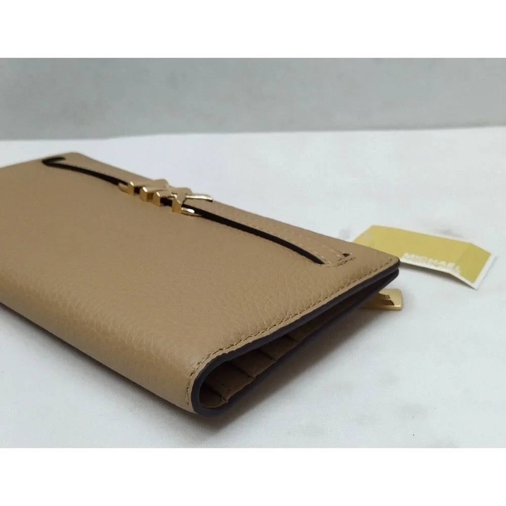 Michael Kors Reed Camel Leather Credit Card Bifold Snap Wallet - NWT $298